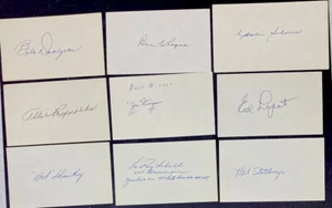 New York Yankees Signed index card Lot of 9 Allie Reynolds Joe Dugan Bob Shawkey - Picture 1 of 4
