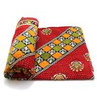 Vintage Kantha Quilt Indian Handmade Cotton Bedspread Bed Cover Blanket Throw