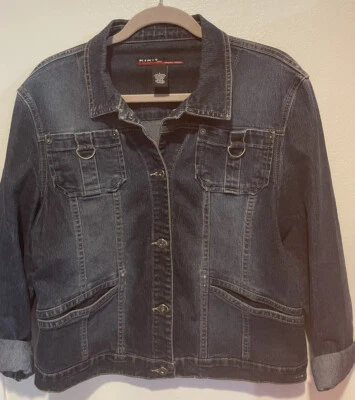 Chaqueta de mezclilla azul mediana Kikit Jeans Maurice Sasson para mujer ~ talla grande Foto 1 de 4