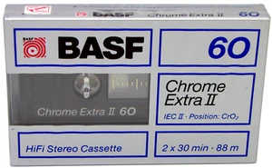 BASF CHROME EXTRA II 60 BLANK TYPE 2 II AUDIO CASSETTE TAPE (1988) NEW & SEALED
