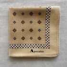 Vintage Handkerchief Yellow Cotton Geometric Square & Flower Pocket Square 19"