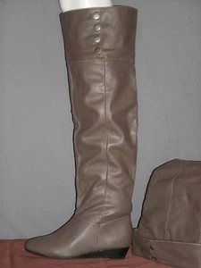 Wms Gray Knee-High Fashion Boot-Low Heel-All Man Made-Rte 66-Sz 5M,7.5M - Picture 1 of 7