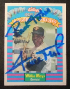 Willie Mays Hand Signed Autograph 1991 Kellog's 3D Rare Baseball Card #3 of 15 - Picture 1 of 3