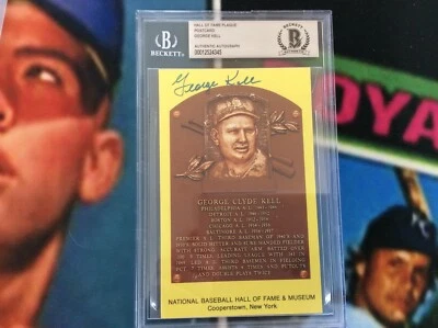 名人堂牌匾明信片乔治·凯尔正品亲笔签名贝克特·巴斯  — 第 1/3 张图片