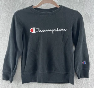 Champion Sweatshirt Boys Sz Small Black Long Sleeve Crewneck - Picture 1 of 5