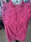 Nwt Maeve Anthropologie Pink Tilly Cotton Eyelet Lace Ruffle Sleeveless Top 6!!