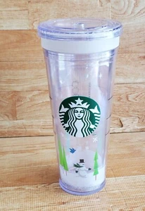 Starbucks Holiday Tumbler Christmas Trees Schneemann Trinkglas mit Deckel 2011 - Bild 1 von 5