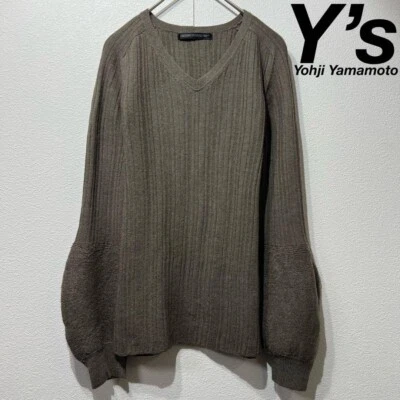 Y's Yohji Yamamoto v-образным вырезом воздушный шар рукава полоски ассиметричный вязаный свитер - Изображение 1 из 4