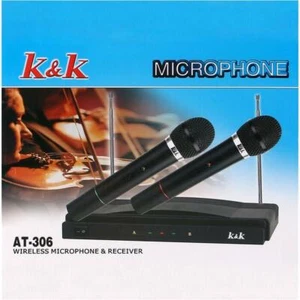 Coppia Microfoni Wireless Senza Fili Con Base Ricevitore KARAOKE 009-4 - Foto 1 di 2