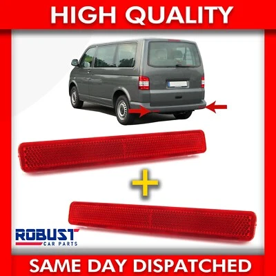 REAR BUMPER REFLECTOR RED COVER TAIL REFLECTOR LEFT+RIGHT FOR VW TRANSPORTER T5 - Image 1 of 4