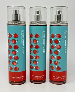 3 BATH & BODY WORKS STRAWBERRY SODA FINE FRAGRANCE MIST SPRAY SPLASH LARGE 8 OZ - Picture 1 of 5