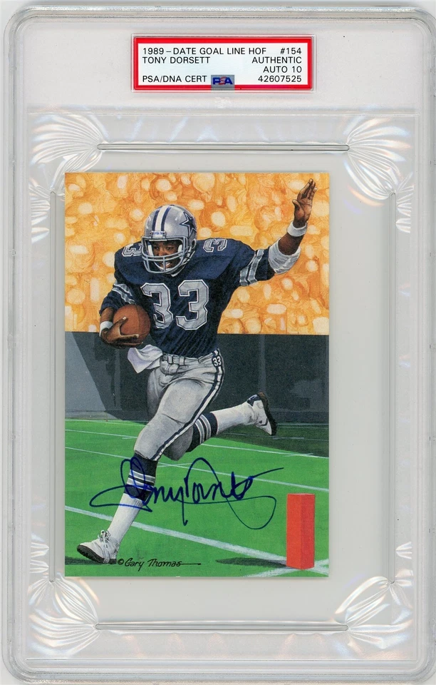 Tony Dorsett Signed Goal Line Art Card GLAC - PSA DNA 10 - Image 1 of 1