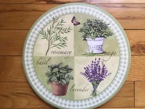 Herbs Revolving Lazy Susan Primitive Green Checkers Herbs Lavender Lazy Susan  - Picture 1 of 5