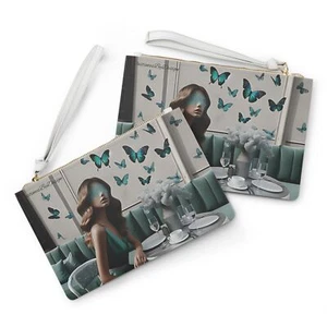 Decorative Vegan Leather Clutch, Stylish Saffiano Pattern, Handbag with Strap - Picture 1 of 5