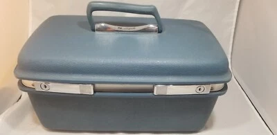 Vtg Aspen JC Penny by Samsonite Blue Carry On Train Makeup Case NO Tray & NO Key - Image 1 of 4