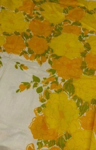 WM Anderson Fabric Rich Yellow Floral Pattern Silky Soft Vintage Retro 72”x96” - Picture 1 of 13