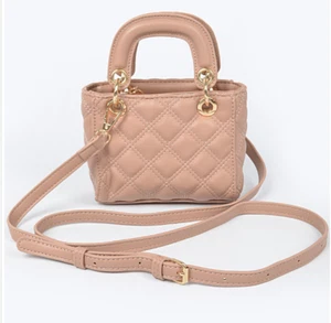 Nude Color Mini Quilted Tote Cute Bag Crossbody Strap Hand Purse Super Cute Bag - Picture 1 of 1