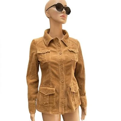 Chaqueta Blazer Wet Seal Para Mujer XS Marrón Cuello Botón Manga Larga Carrera Utilidad Foto 1 de 4