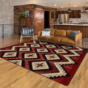 Fire Brick Southwestern Country Farmhouse EnduraStran Nylon Area Rug 8 ft x11 ft - Picture 1 of 4