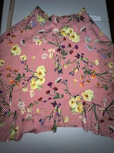 Calvin Klein Skirt Womens Red White Floral Striped Asymmetrical X-Small NWT - Picture 1 of 14