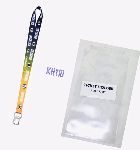 NFL Green Bay Packers Keychain & Bottle Opener Lanyard+Ticket Holder Cover