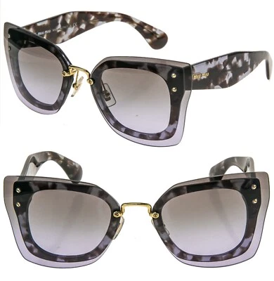 Gafas de sol MIU MIU REVELAR 04R Shield cuadradas de gran tamaño para pasarela MU04RS lila habana Foto 1 de 4