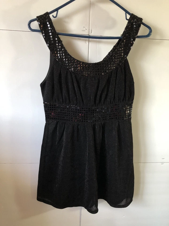 Heart Soul Ladies Small Black Sequin Sleeveless Top - Image 1 of 4