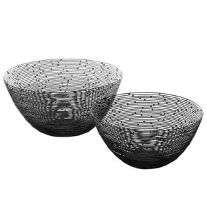 Set of 2 Black Wire Countertop Fruit Storage Bowl Modern Decorative Metal Basket - Picture 1 of 7
