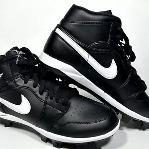 Jordan 1 Retro MCS Baseball Cleats Black White Molded 2019 AV5354-001 Mens sz 8 - Picture 1 of 14