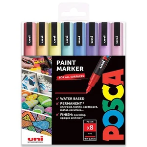 Posca PC-3M Pastellfarbe Marker Set 8 Stück 0,9-1,3 mm in Geldbörse für Kunst & Bastelspaß - Bild 1 von 9