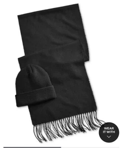 Men’s beanie and scarf set/black/solid/NWT - Picture 1 of 2