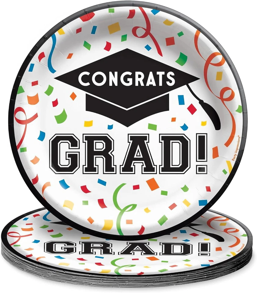 No More Books School Graduation Theme Party 8.5" Paper Dinner Plates - Image 1 of 1