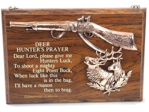 Deer Hunters Prayer Plaque Sign Rifle & Buck Copper Colored Wood Wall Hanging 9" - Picture 1 of 2