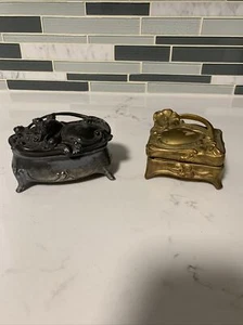 Vintage Silver Plated And Brass Art Deco Trinket Boxes - Picture 1 of 10