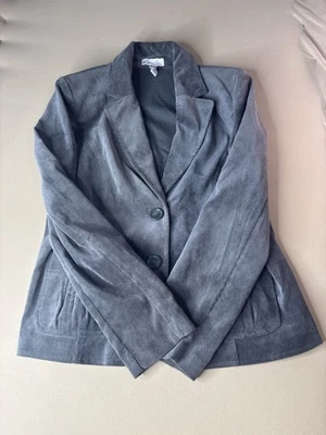 Chaqueta de pana gris Kim Rogers Petite talla 10 para mujer Foto 1 de 4