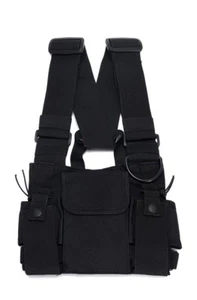 Radio Chest Harness Rig Holster Pack with Front Pouches and Zipper Bag for Un... - Picture 1 of 6