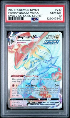 Rayquaza Vmax PSA 10 Rainbow Rare Evolving Skies 216/203 Secret Pokemon Card FA - Image 1 of 2