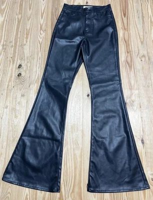 Vibrant Miu Pants Women 5/26 Black Vegan Faux Leather High Rise Flare - Image 1 of 4