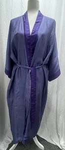 Kimono Style Silk Long Robe Two Tone Purple Dusty Lavender Women Size Small Belt - Picture 1 of 14
