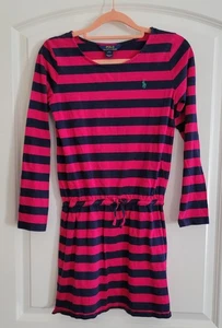 Polo Ralph Lauren Striped Young Girls Long Sleeve Dress Size L (12-14) - Picture 1 of 5
