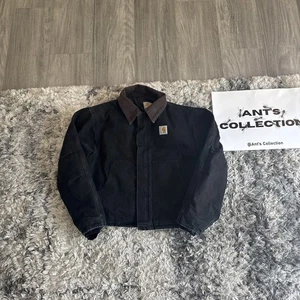 Vintage Carhartt J02 BLK Arctic Quilted Black Cord Kragen Jacke Schwarz Gr. M - Bild 1 von 16