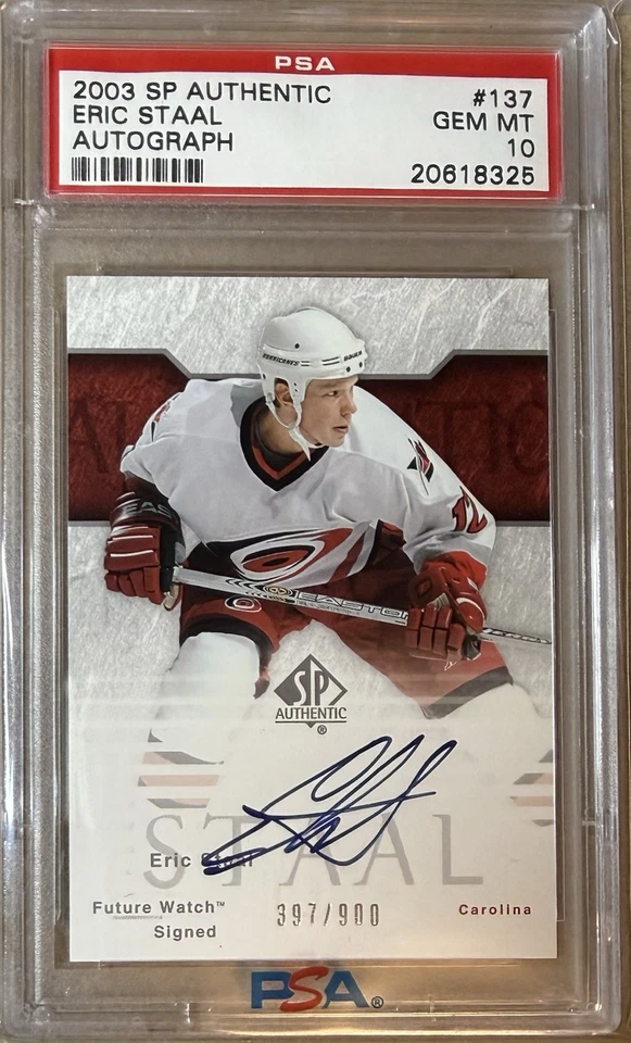 2003 UPPER DECK SPA Eric Staal PSA 10 AUTO RC #397/900 ROOKIE SP AUTHENTIC CANES - Image 1 of 1