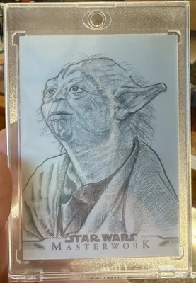2021 Topps Star Wars Masterwork Yoda Sketch By Patrick Richardson!!! 🔥 - Image 1 of 2