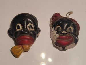 Rare statuine vintage circa 1940 Happy Face Triste Face in gesso. (DANNEGGIATO) vedi foto - Foto 1 di 19