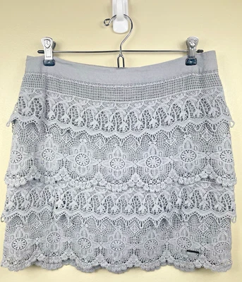 Y2K abercrombie and fitch women's size 8 Cotton Lace crocheted scalloped skirt - Image 1 of 4