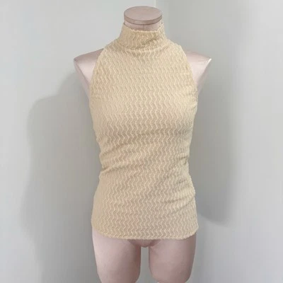 Wolford Butter Yellow Lace Sleeveless Turtleneck Tank Top Size Medium Vintage - Image 1 of 4
