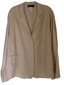 Jones New York Sz 22W 2X Soft Peach Nude Lightweight 100% Linen Jacket Top - Picture 1 of 4
