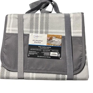 Mainstays All Weather Blanket Water Repellent Backing Fleece Lined 50x60 - Picture 1 of 5