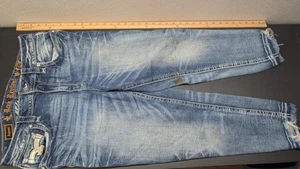 Rock Revival Arjean Skinny Low Rise Gray Jeans Size 32 STAINED - Picture 1 of 20