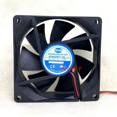 1  PCS  SINWAN Fan SD8025PT-12L DC12V 0.12A 8025  8CM 2 wire  cooling fan - Image 1 of 3